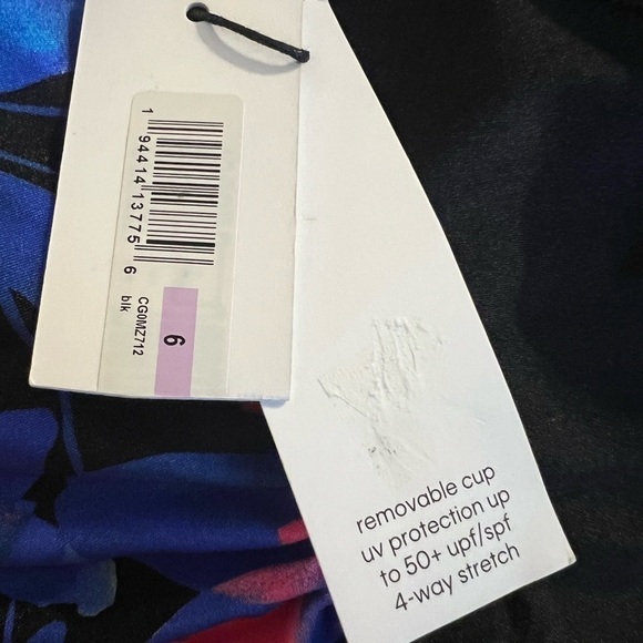 Calvin Klein BLACK MULTI ISLAND FLORAL SHIMMER V-Wire One-Piece Swimsuit - Picture 10 of 11